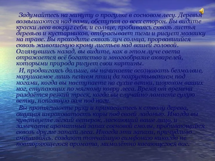 Задумайтесь на минуту о прогулке в сосновом лесу. Деревья возвышаются над