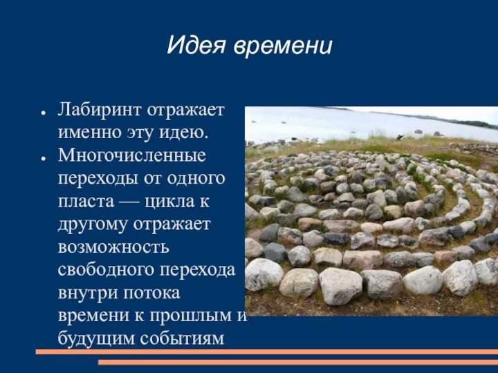 Идея времени Лабиринт отражает именно эту идею. Многочисленные переходы от одного