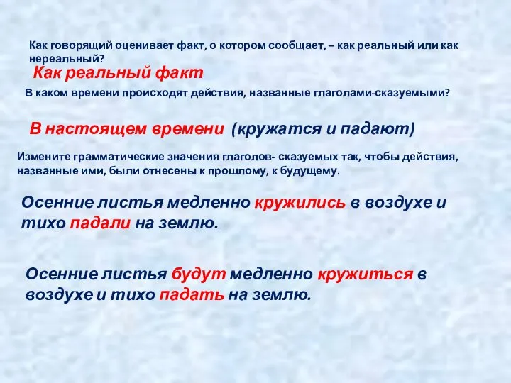 Как говорящий оценивает факт, о котором сообщает, – как реальный или