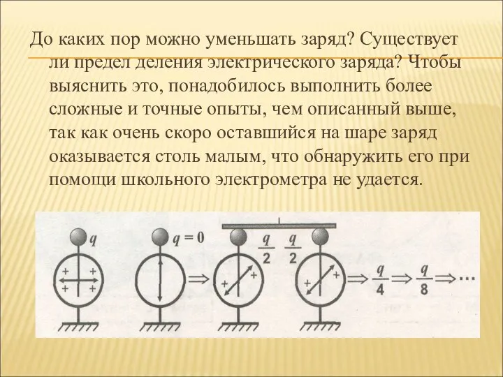 До каких пор можно уменьшать заряд? Существует ли предел деления электрического