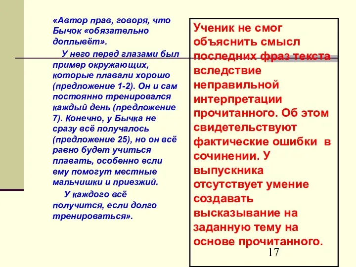 «Автор прав, говоря, что Бычок «обязательно доплывёт». У него перед глазами