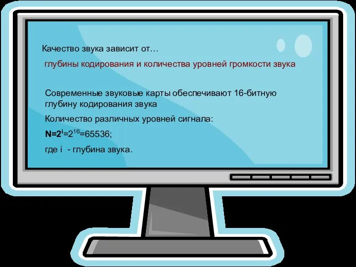 Качество звука зависит от… глубины кодирования и количества уровней громкости звука