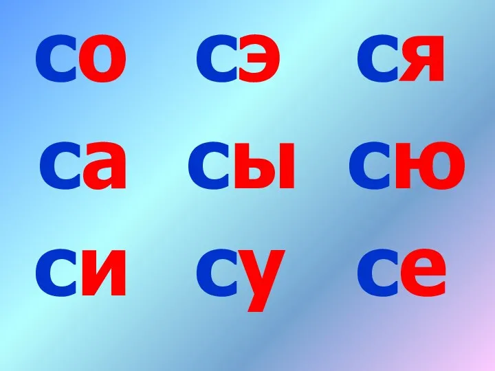 со сы су сэ си са сю се ся