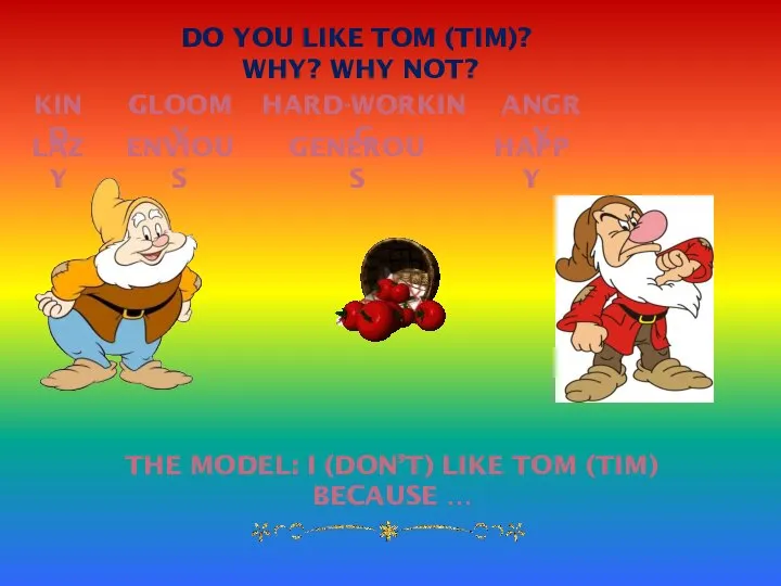 DO YOU LIKE TOM (TIM)? WHY? Why not? THE MODEL: I