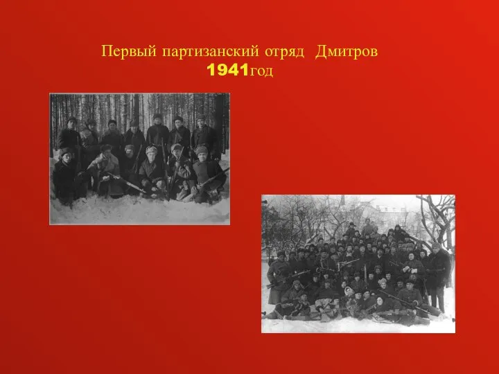 Первый партизанский отряд Дмитров 1941год