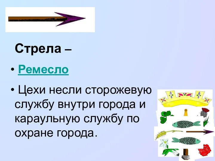 Стрела – Ремесло Цехи несли сторожевую службу внутри города и караульную службу по охране города.