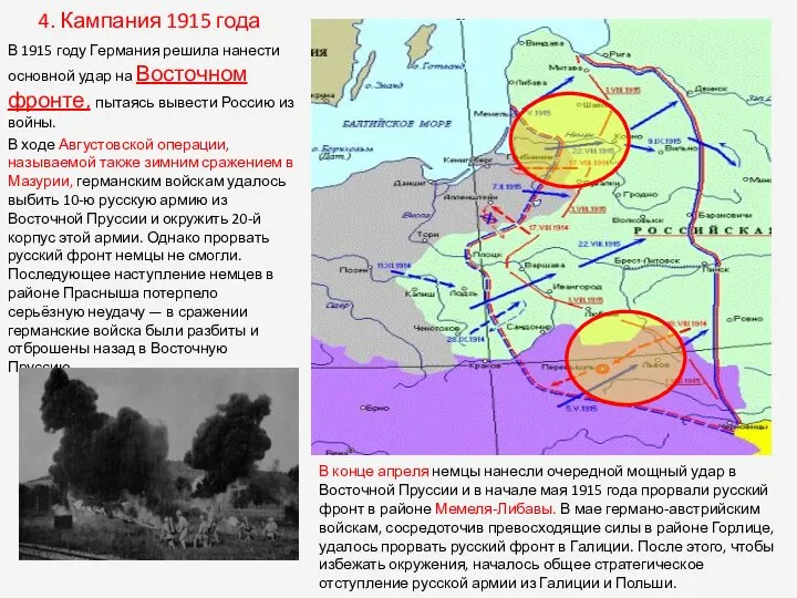 4. Кампания 1915 года В 1915 году Германия решила нанести основной