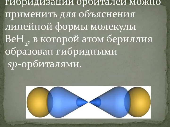 Представление о sp-гибридизации орбиталей можно применить для объяснения линейной формы молекулы