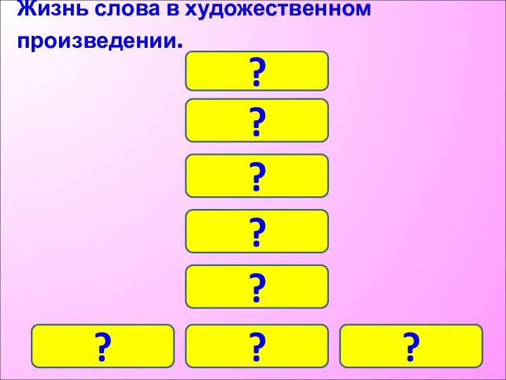 Жизнь слова в художественном произведении. ? ? ? ? ? ? ? ?