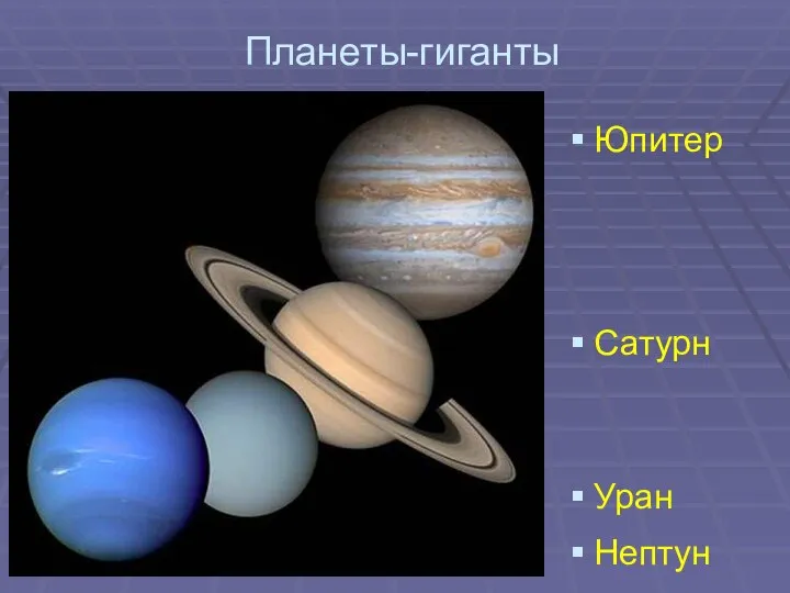 Планеты-гиганты Юпитер Сатурн Уран Нептун