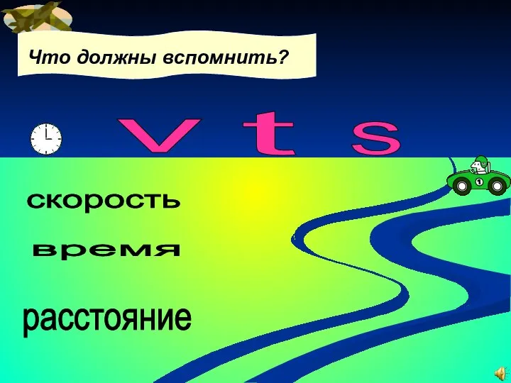 скорость время расстояние v t s Что должны вспомнить?