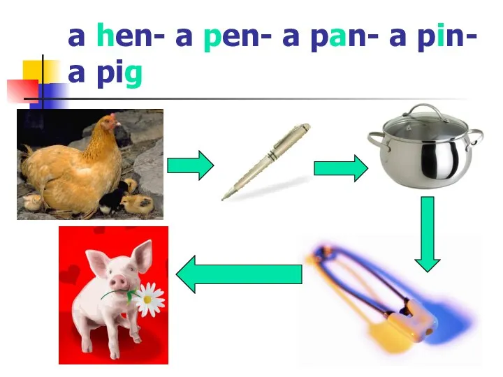 a hen- a pen- a pan- a pin- a pig