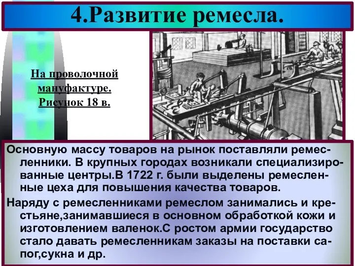 Основную массу товаров на рынок поставляли ремес-ленники. В крупных городах возникали