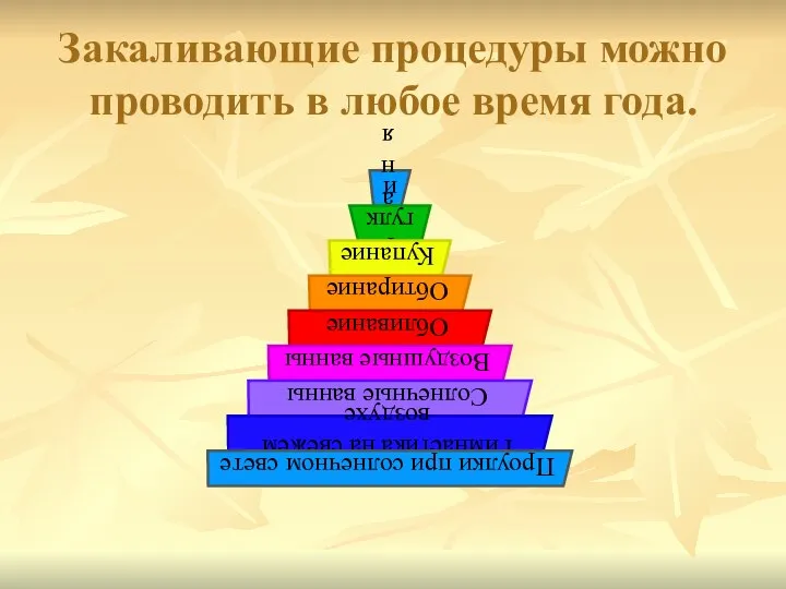 Закаливающие процедуры можно проводить в любое время года.