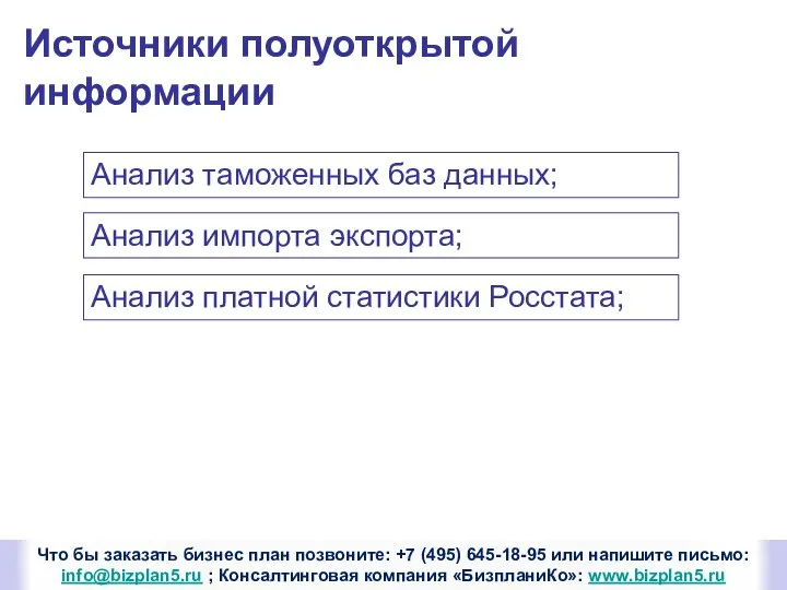 Что бы заказать бизнес план позвоните: +7 (495) 645-18-95 или напишите