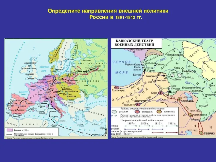 Определите направления внешней политики России в 1801-1812 гг.