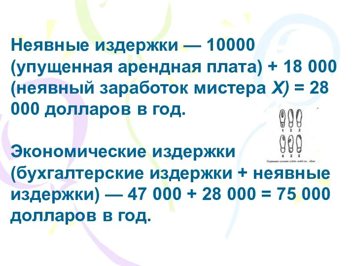 Неявные издержки — 10000 (упущенная арендная плата) + 18 000 (неявный