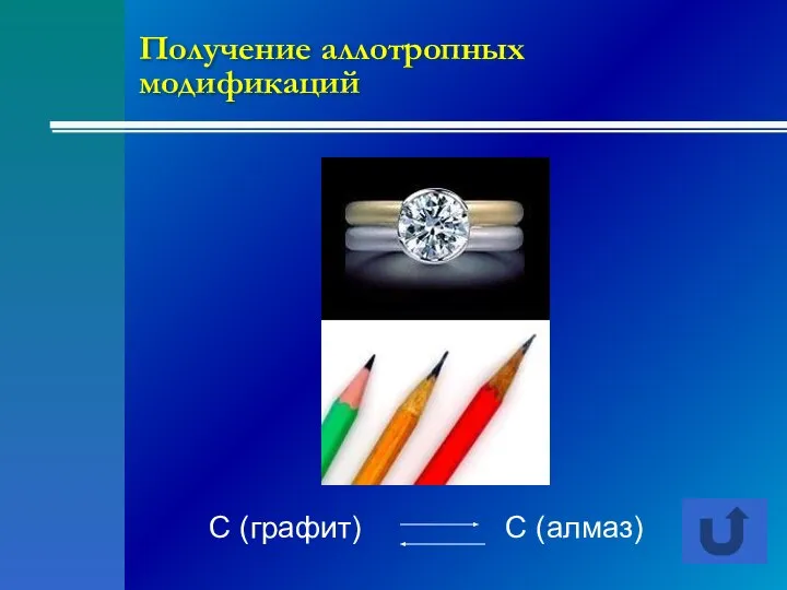 Получение аллотропных модификаций C (графит) C (алмаз)