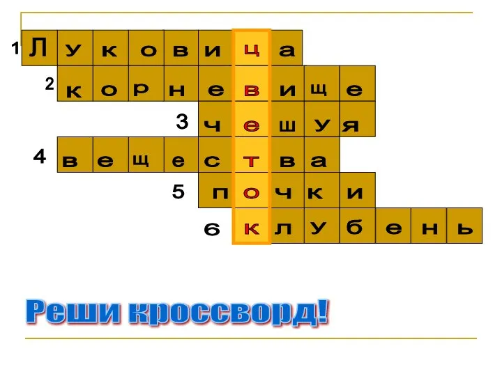 Реши кроссворд! 3 4 5 6 2 1