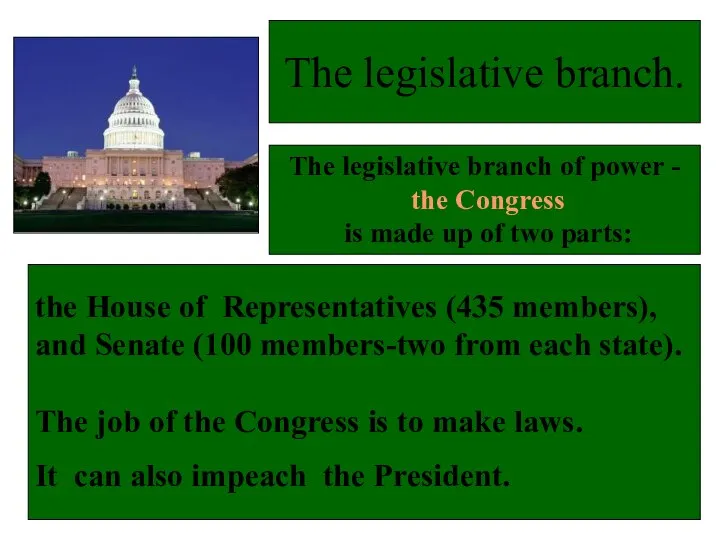 the House of Representatives (435 members), and Senate (100 members-two from