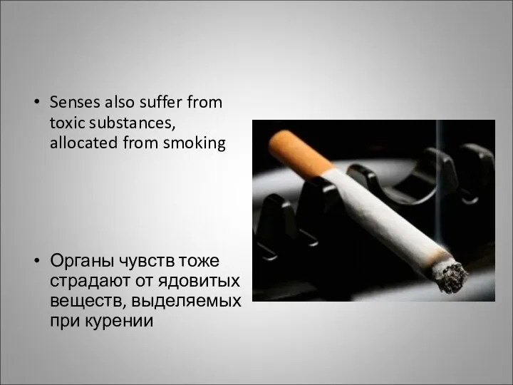 Senses also suffer from toxic substances, allocated from smoking Органы чувств