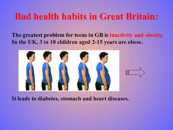 Bad health habits in Great Britain: The greatest problem for teens