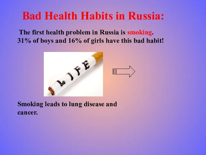 Bad Health Habits in Russia: The first health problem in Russia