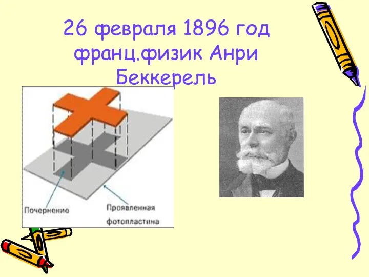 26 февраля 1896 год франц.физик Анри Беккерель