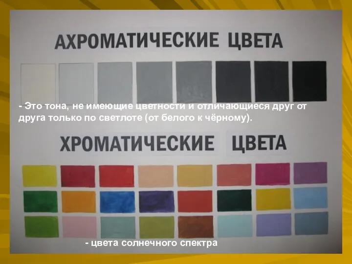 - Это тона, не имеющие цветности и отличающиеся друг от друга