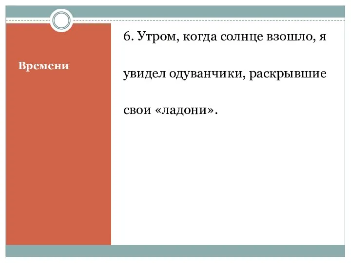 Времени 6. Утром, когда солнце взошло, я увидел одуванчики, раскрывшие свои «ладони».