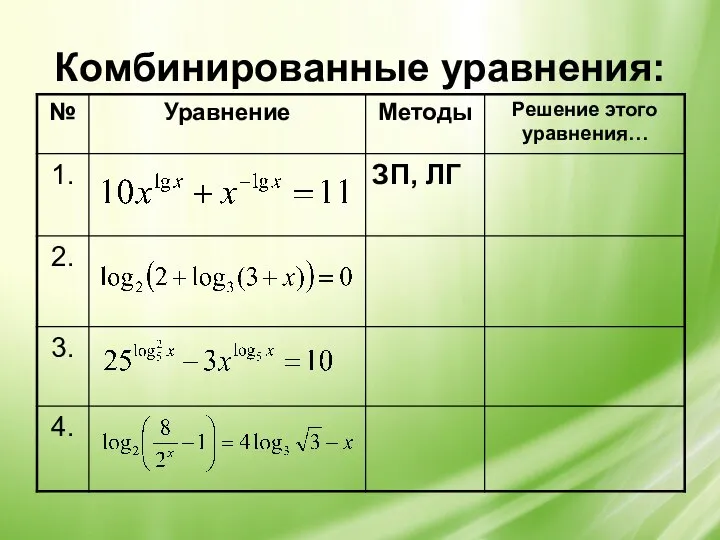 Комбинированные уравнения: