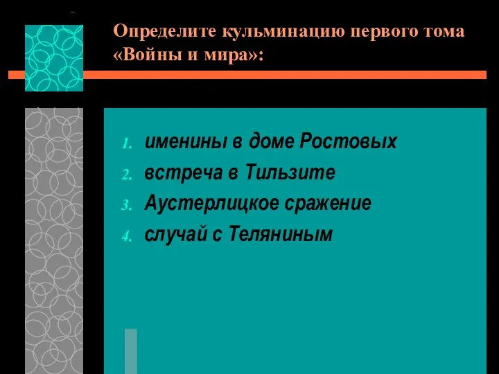 Определите кульминацию первого тома «Войны и мира»: именины в доме Ростовых