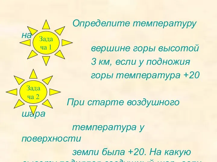 Определите температуру на вершине горы высотой 3 км, если у подножия