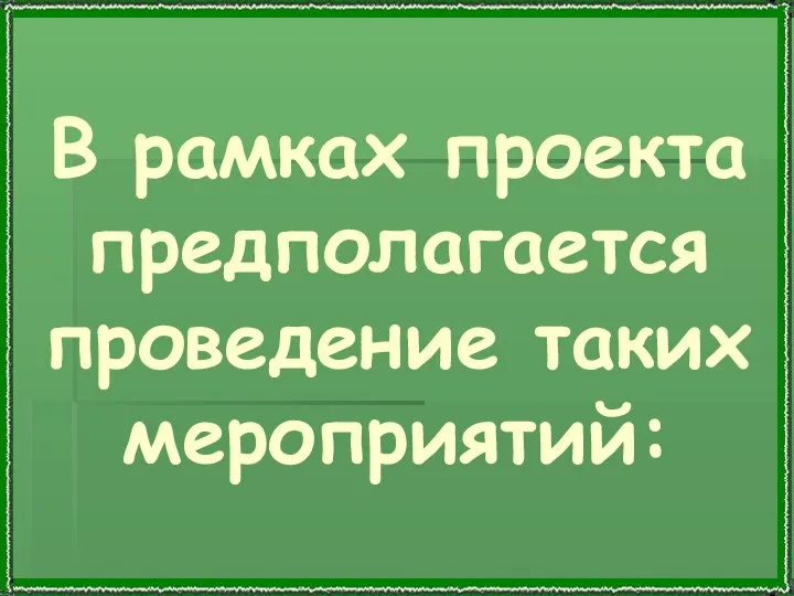 В рамках проекта предполагается проведение таких мероприятий: