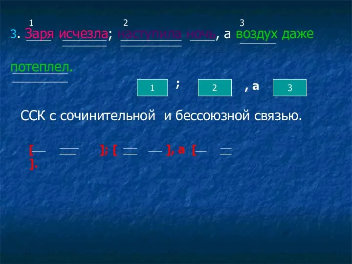 3. Заря исчезла; наступила ночь, а воздух даже потеплел. 1 2