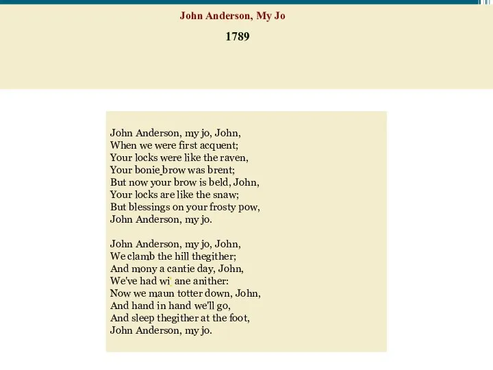 John Anderson, My Jo 1789