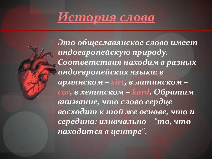 История слова Это общеславянское слово имеет индоевропейскую природу. Соответствия находим в