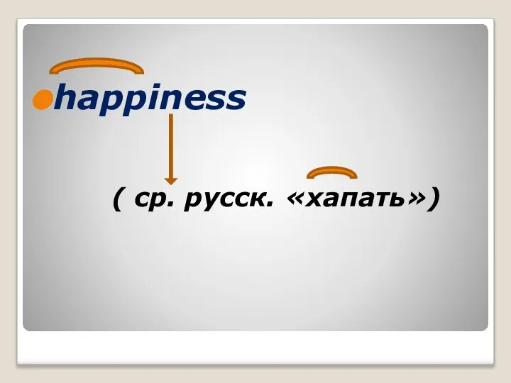 happiness ( ср. русск. «хапать»)