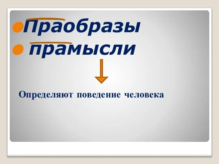 Праобразы прамысли Определяют поведение человека