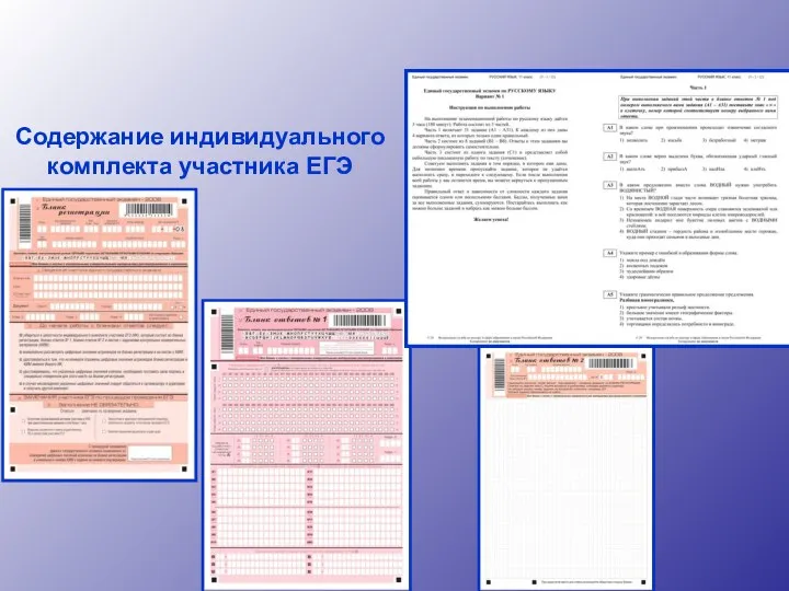 Содержание индивидуального комплекта участника ЕГЭ