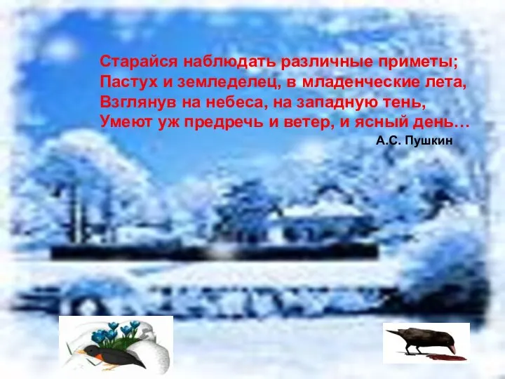 Старайся наблюдать различные приметы; Пастух и земледелец, в младенческие лета, Взглянув