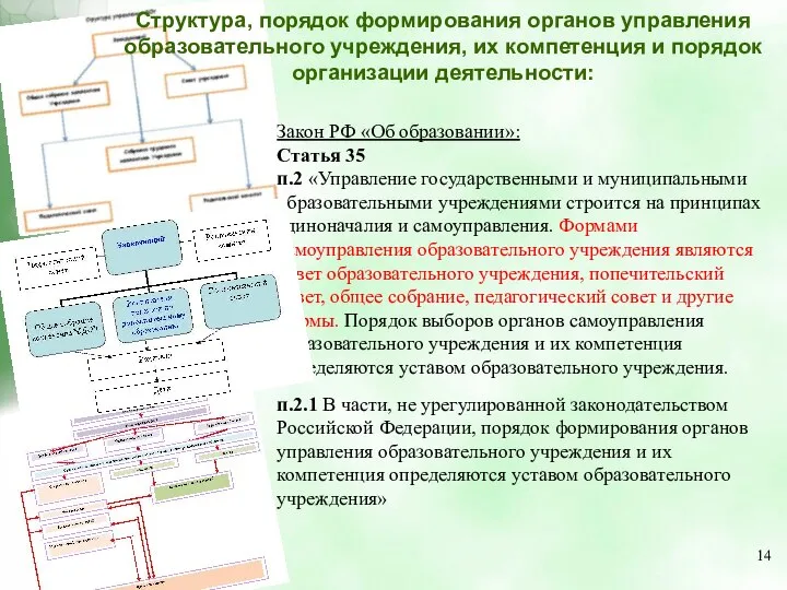 Структура, порядок формирования органов управления образовательного учреждения, их компетенция и порядок