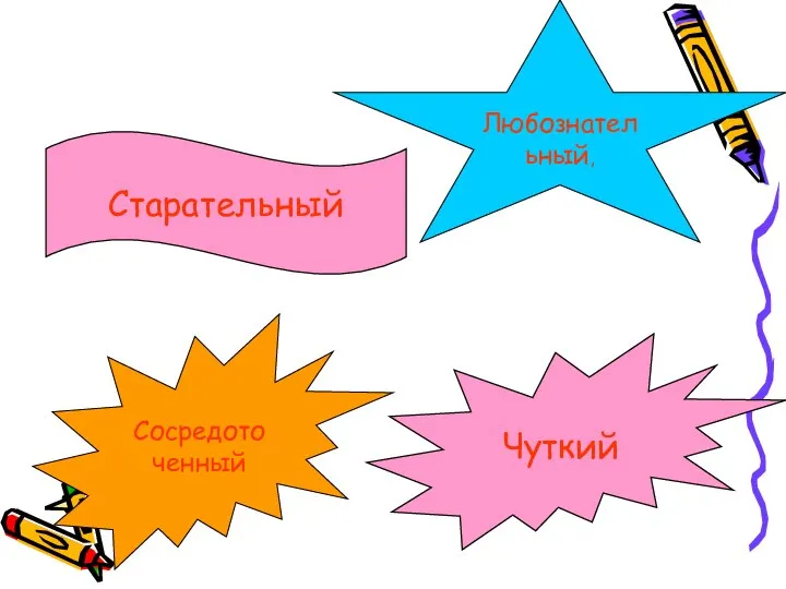 Чуткий Любознательный, Старательный Сосредоточенный