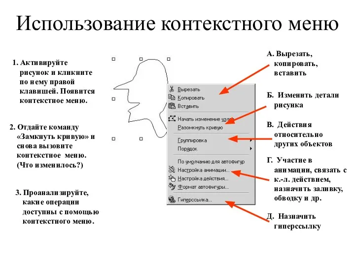 Использование контекстного меню 1. Активируйте рисунок и кликните по нему правой