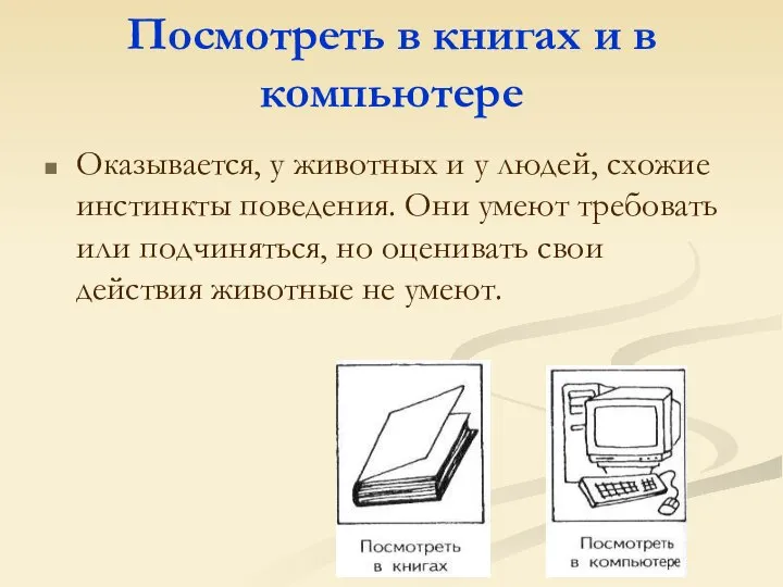 Посмотреть в книгах и в компьютере Оказывается, у животных и у