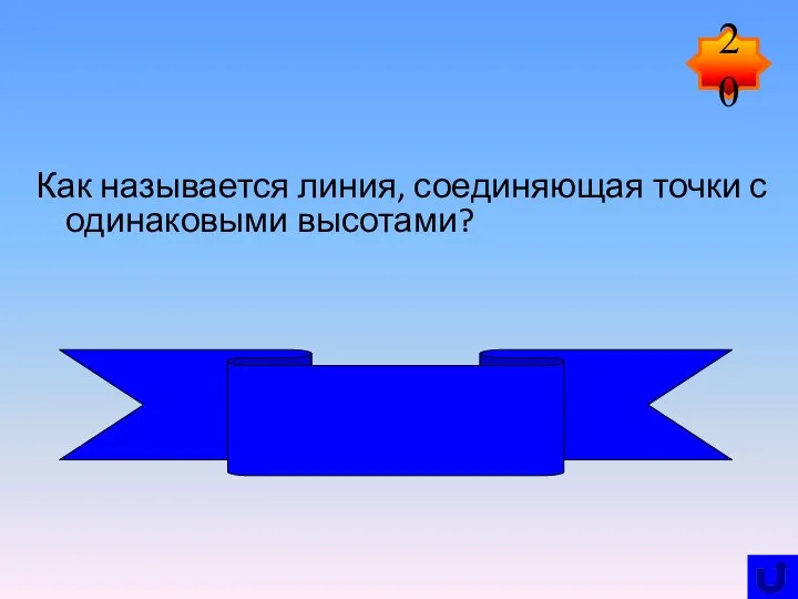 Как называется линия, соединяющая точки с одинаковыми высотами? Горизонталь 20