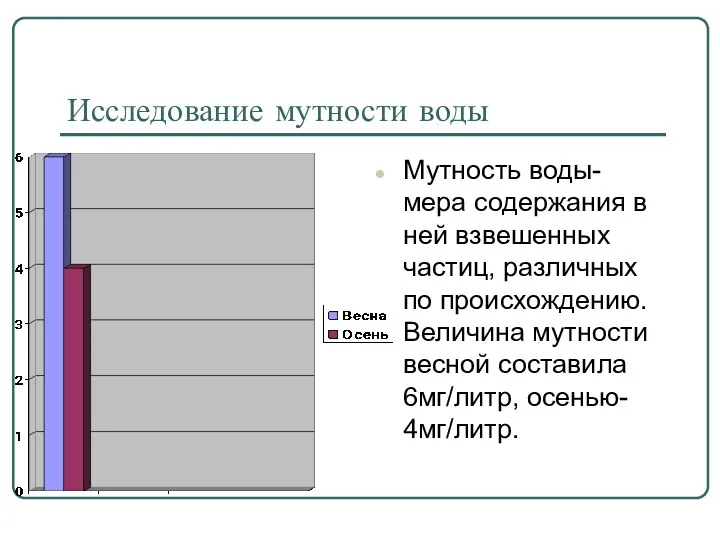 Исследование мутности воды Мутность воды- мера содержания в ней взвешенных частиц,