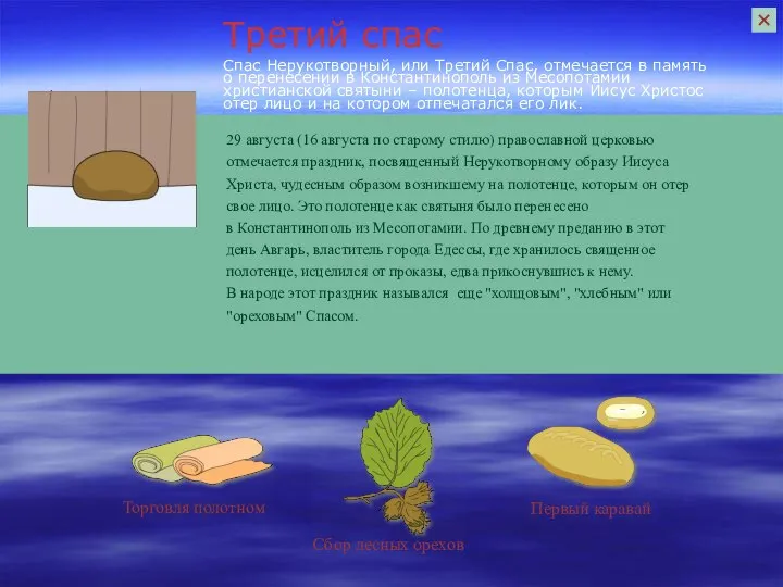 Спас Нерукотворный, или Третий Спас, отмечается в память о перенесении в