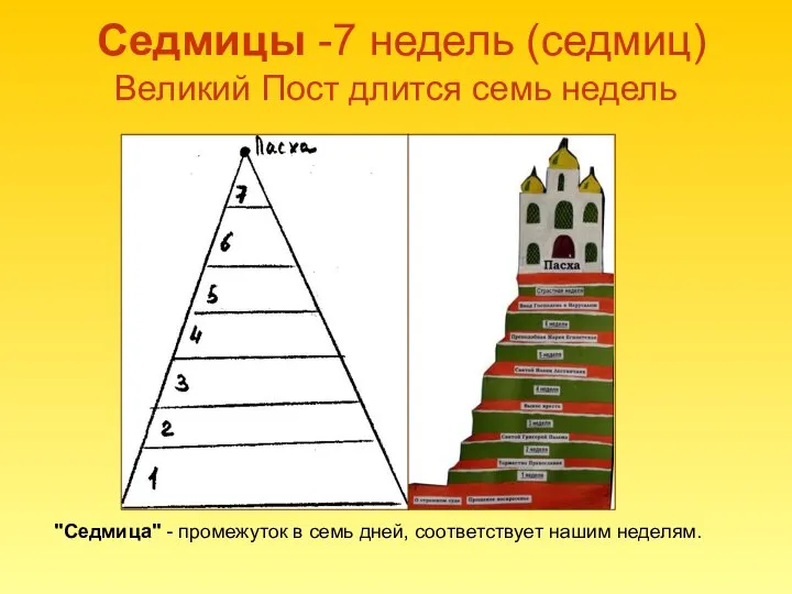 Седмицы -7 недель (седмиц) Великий Пост длится семь недель "Седмица" -