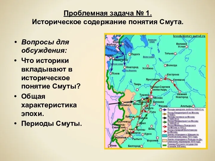 Проблемная задача № 1. Историческое содержание понятия Смута. Вопросы для обсуждения: